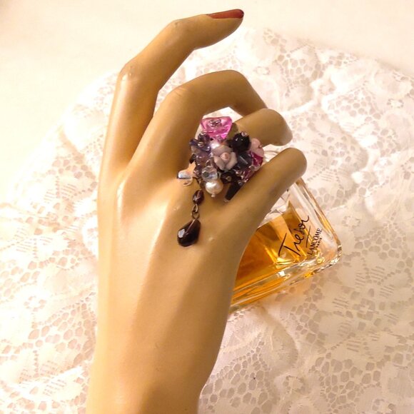 VTG NWOT Girls Women’s Floral Design Adjustable Vintage Copper Ring - Picture 2 of 9